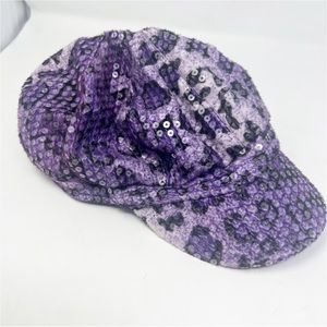 🔥3/$15🔥Purple Leopard Sequins Hat
